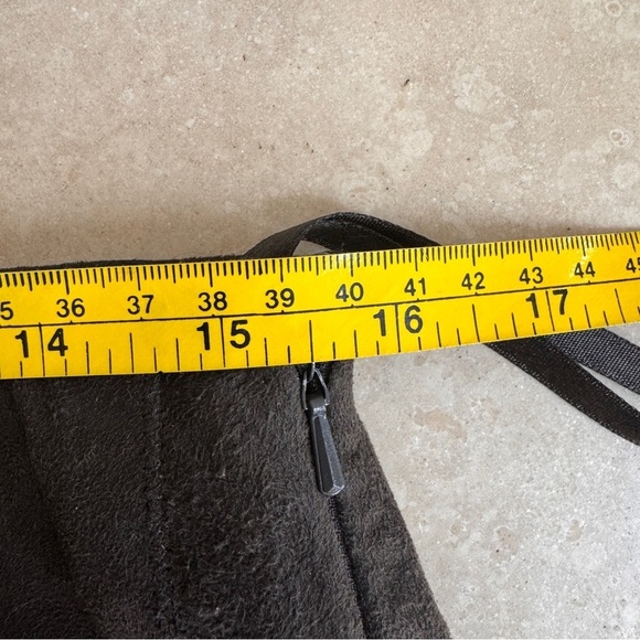 Armani Exchange Brown Square Solid Patchwork Suede A Line Womens Size 8 Skirt - Picture 9 of 13